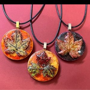 Handmade Polymer Fall Leaf Necklace